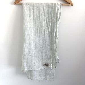 Bella Notte Linen Bed Scarf Bed Runner Whisper White Soft Pale Sage Green 24x84